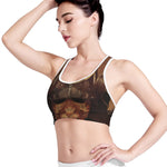 Old Japanese Samurai Mask Print Women's Sports Bra