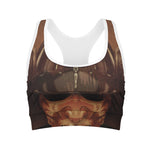 Old Japanese Samurai Mask Print Women's Sports Bra
