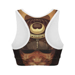 Old Japanese Samurai Mask Print Women's Sports Bra