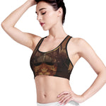 Old Japanese Samurai Mask Print Women's Sports Bra