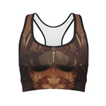 Old Japanese Samurai Mask Print Women's Sports Bra
