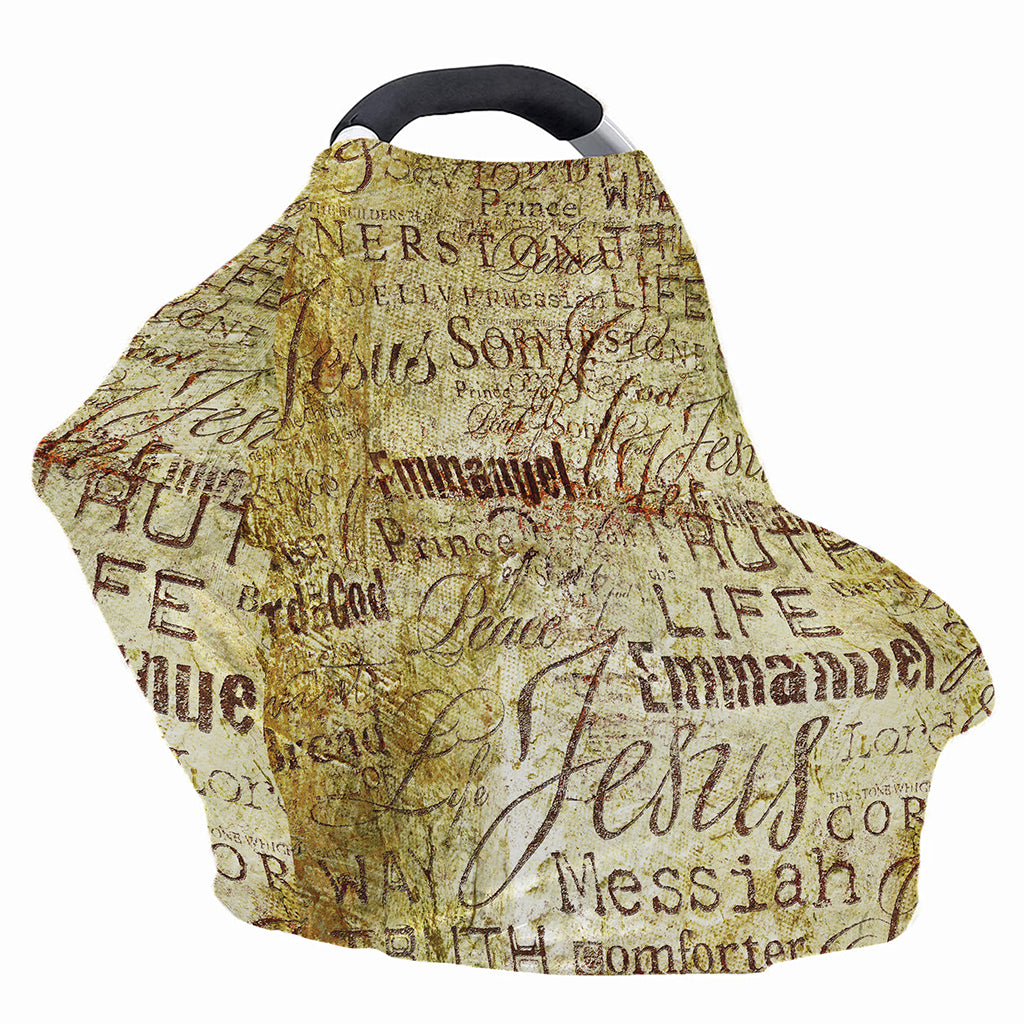 Old Religious Words Print Baby Seat Cover
