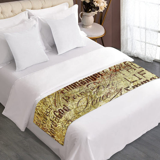 Old Religious Words Print Bed Runner