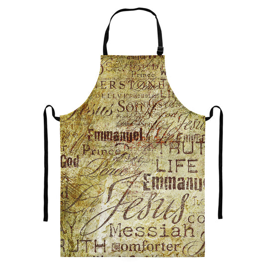 Old Religious Words Print Bib Apron With Pocket