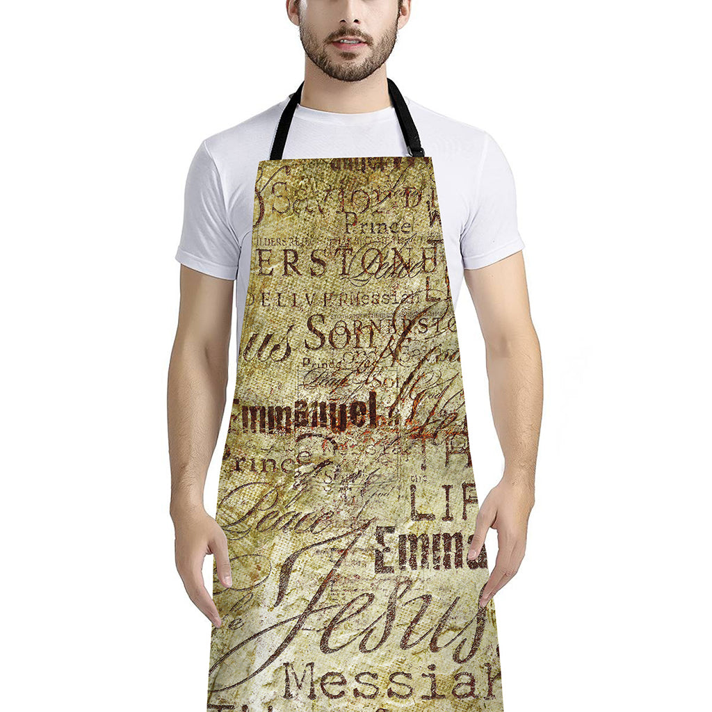 Old Religious Words Print Bib Apron With Pocket