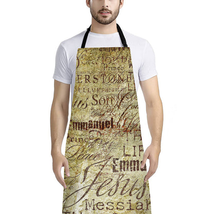 Old Religious Words Print Bib Apron With Pocket