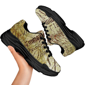 Old Religious Words Print Black Chunky Shoes