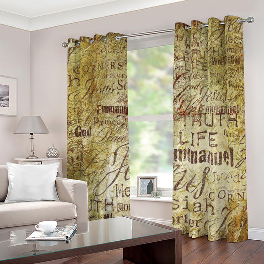 Old Religious Words Print Blackout Grommet Curtains