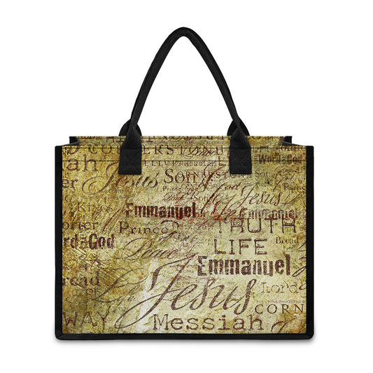 Old Religious Words Print Canvas Tote Bag