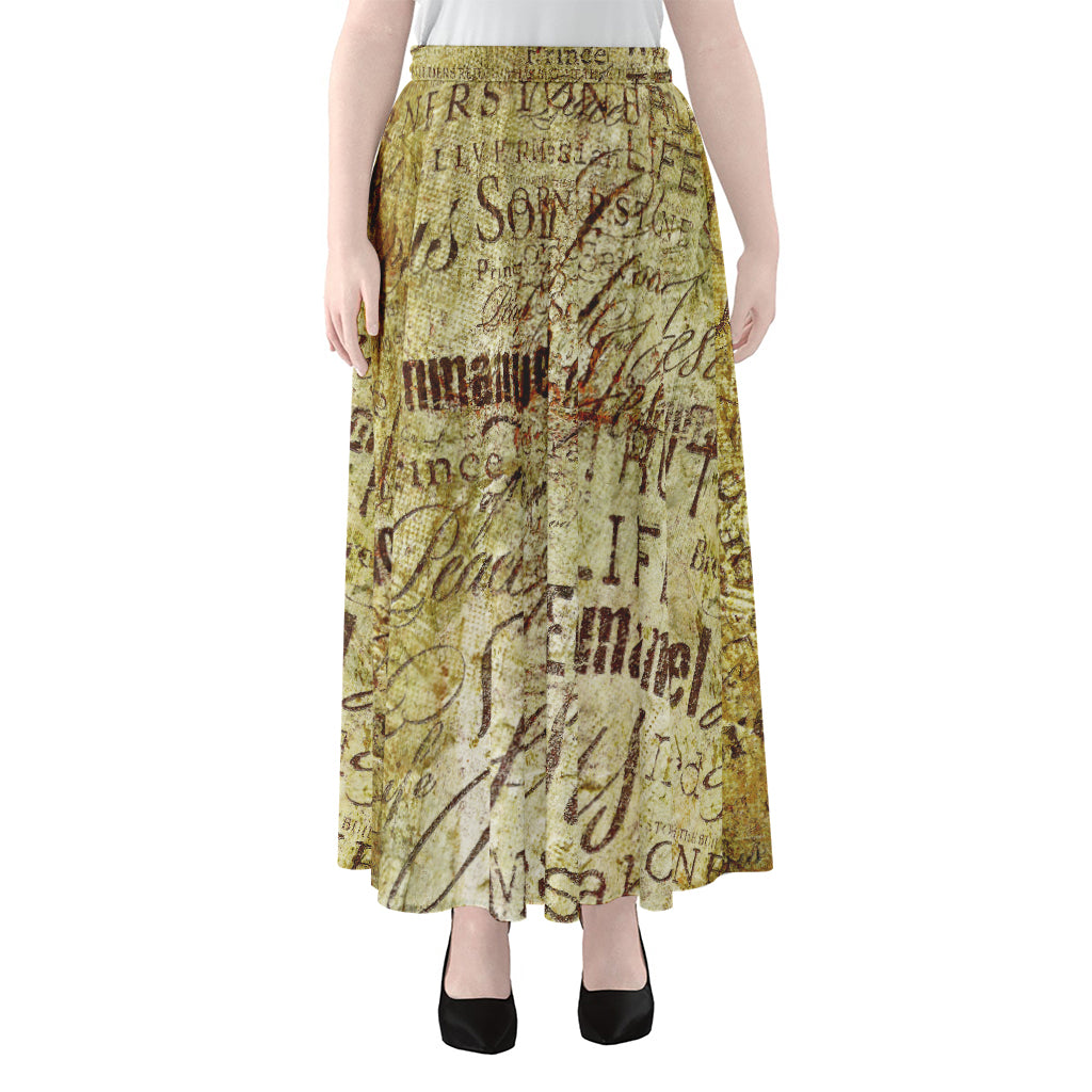 Old Religious Words Print Chiffon Maxi Skirt