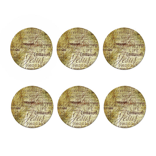 Old Religious Words Print Coaster Set