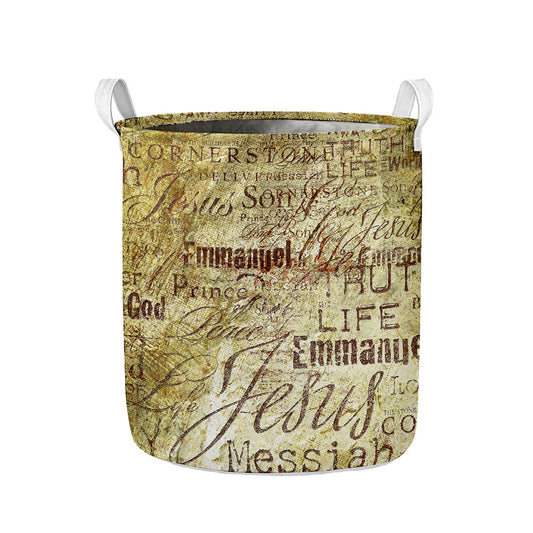Old Religious Words Print Collapsible Laundry Basket