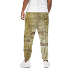 Old Religious Words Print Cotton Pants
