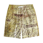 Old Religious Words Print Cotton Shorts
