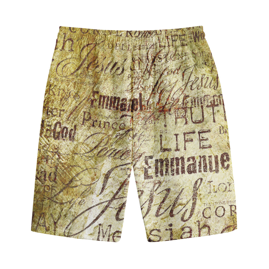Old Religious Words Print Cotton Shorts