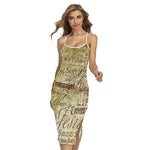Old Religious Words Print Cross Back Cami Dress