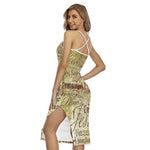 Old Religious Words Print Cross Back Cami Dress