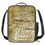 Old Religious Words Print Crossbody Lunch Bag