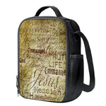 Old Religious Words Print Crossbody Lunch Bag