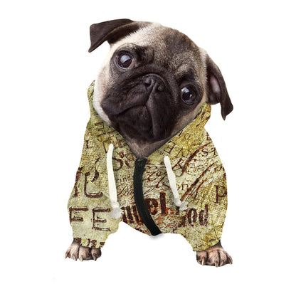 Old Religious Words Print Dog Zip Up Hoodie