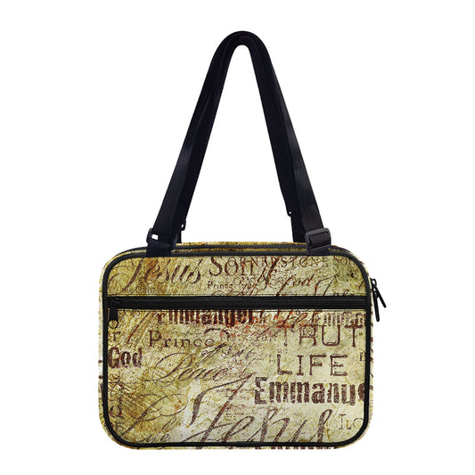 Old Religious Words Print Double Strap Bible Bag