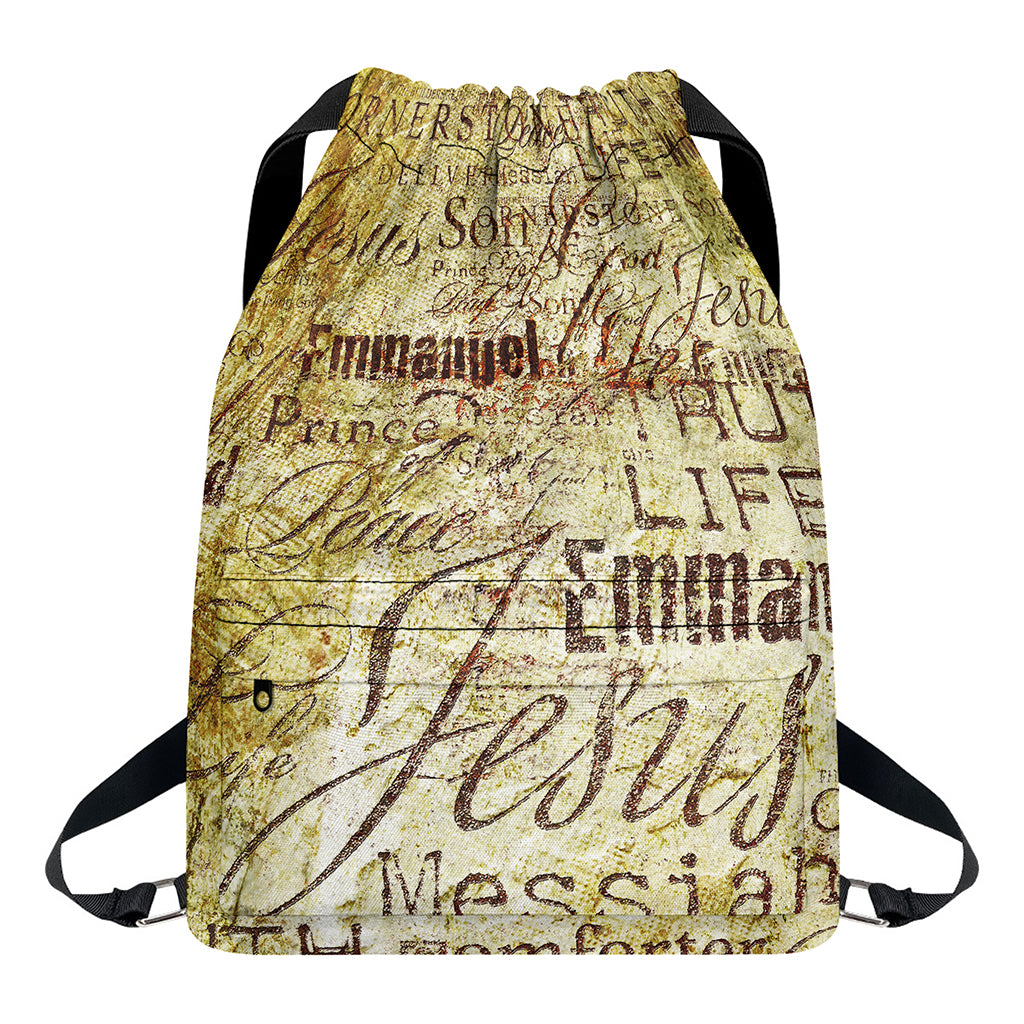 Old Religious Words Print Drawstring Backpack