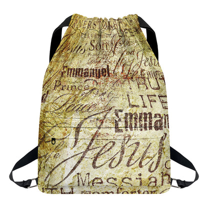 Old Religious Words Print Drawstring Backpack