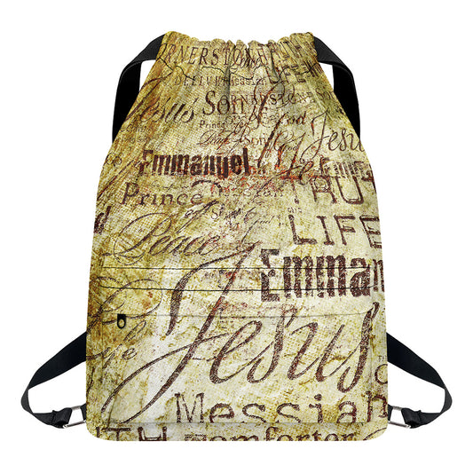 Old Religious Words Print Drawstring Backpack