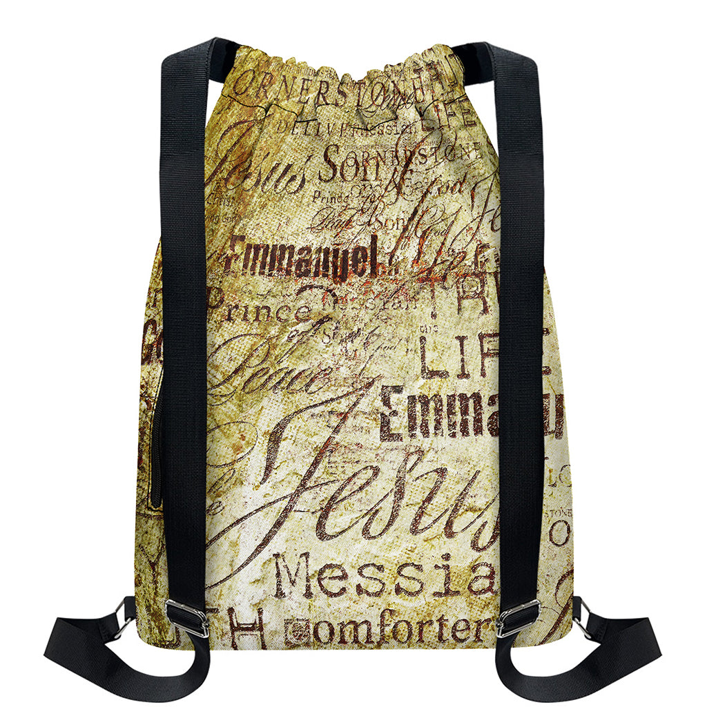 Old Religious Words Print Drawstring Backpack