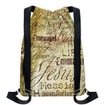 Old Religious Words Print Drawstring Backpack