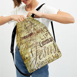 Old Religious Words Print Drawstring Backpack