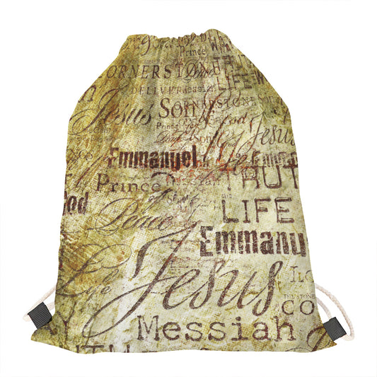 Old Religious Words Print Drawstring Bag