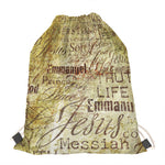Old Religious Words Print Drawstring Bag