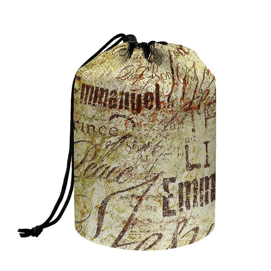 Old Religious Words Print Drawstring Makeup Bag
