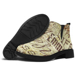 Old Religious Words Print Flat Ankle Boots