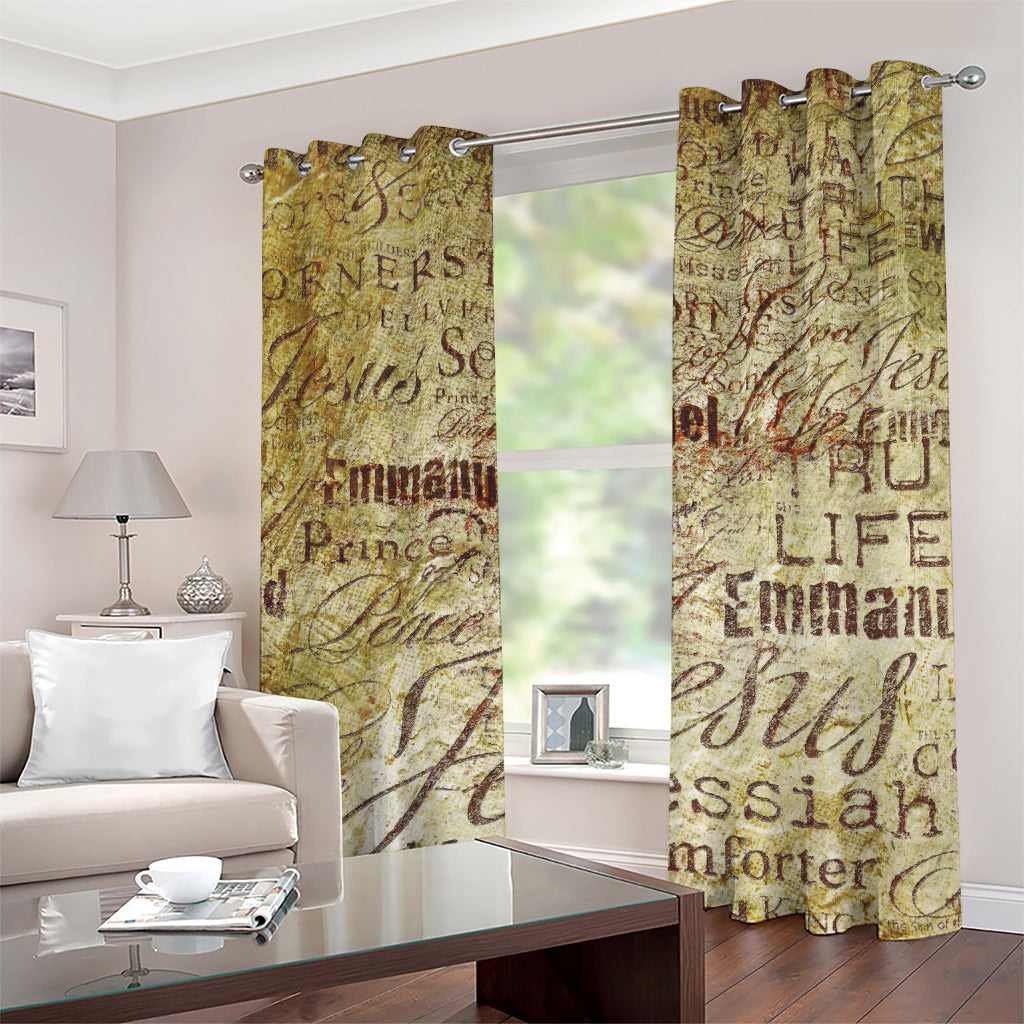 Old Religious Words Print Grommet Curtains