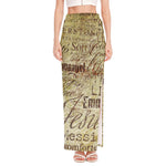 Old Religious Words Print High Slit Maxi Skirt