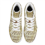 Old Religious Words Print High Top Leather Sneakers