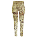 Old Religious Words Print High-Waisted Pocket Leggings