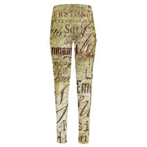 Old Religious Words Print High-Waisted Pocket Leggings