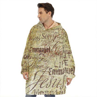 Old Religious Words Print Hoodie Blanket
