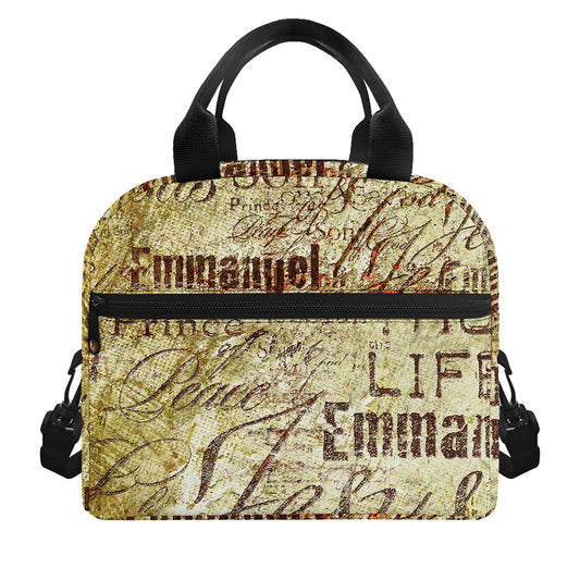 Old Religious Words Print Insulated Lunch Bag