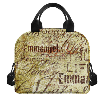 Old Religious Words Print Insulated Lunch Bag
