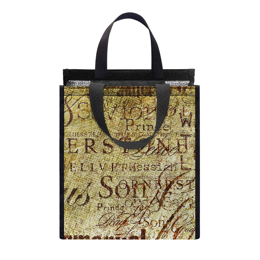 Old Religious Words Print Insulated Lunch Tote