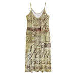 Old Religious Words Print Jersey Midi Cami Dress