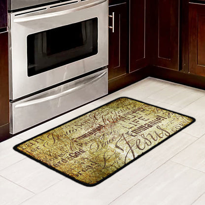 Old Religious Words Print Kitchen Mat