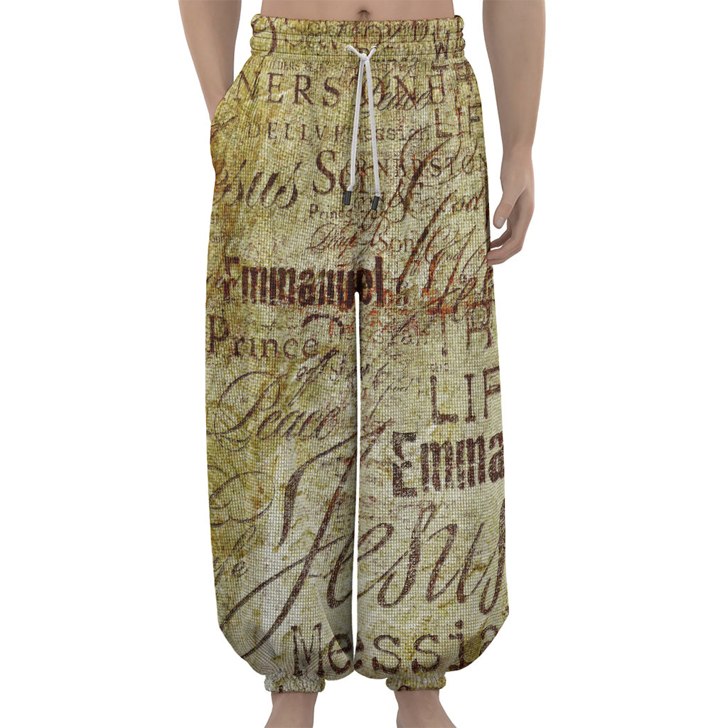 Old Religious Words Print Lantern Pants