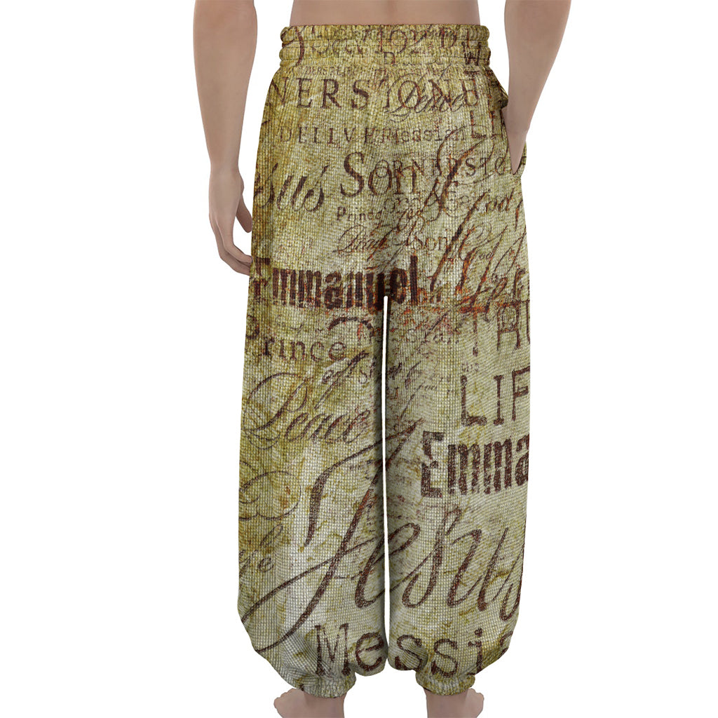 Old Religious Words Print Lantern Pants