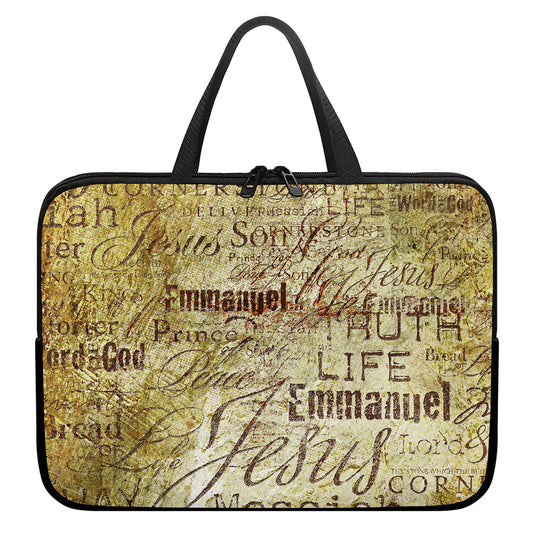 Old Religious Words Print Laptop Sleeve With Handle