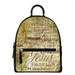 Old Religious Words Print Leather Backpack